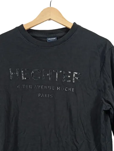 HECHTER Herren Langarmshirt Schwarz Gr. 48/M Logo Casual