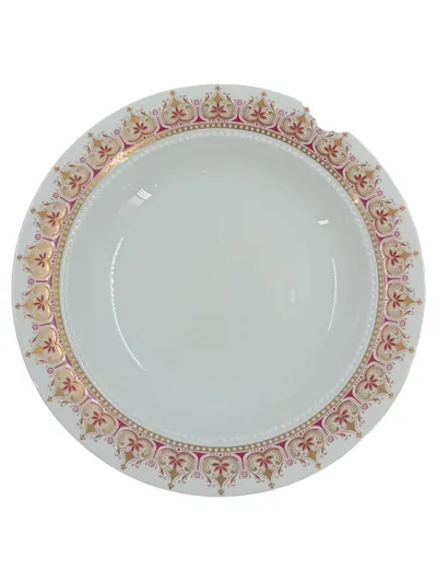 Eschenbach Bavaria Porzellan Essteller Suppenteller Gold Rosa Dekor 22cm
