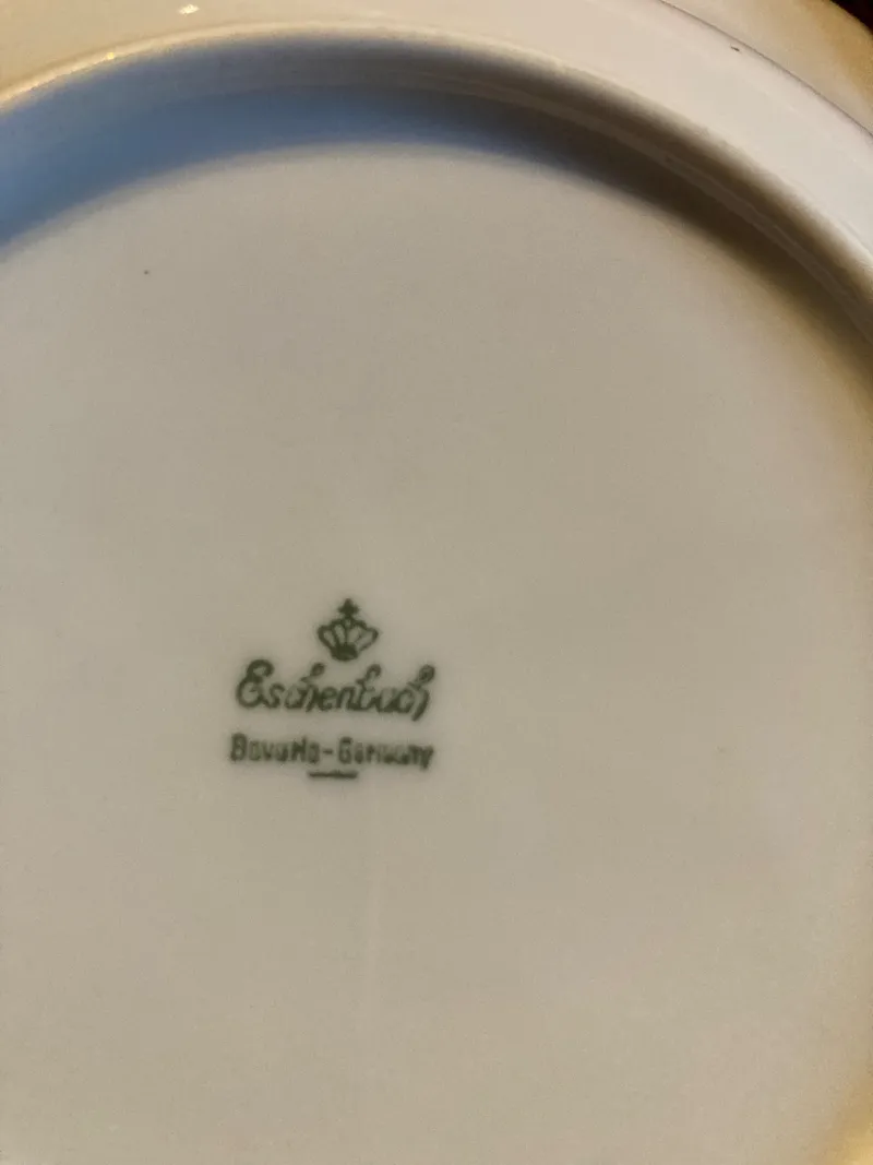 Eschenbach Bavaria Porzellan Essteller Suppenteller Gold Rosa Dekor 22cm 2