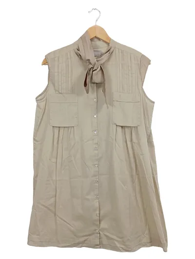 Schumacher Damen Blusenkleid Gr. 42 Beige Elegant Schleife
