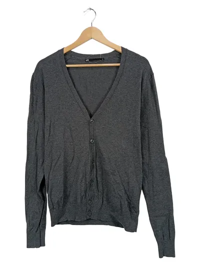WE Fashion Herren Strickjacke Cardigan V-Ausschnitt Gr. M Grau Meliert
