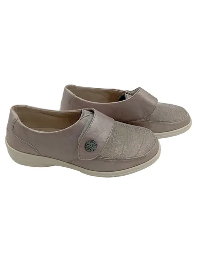 Solidus Maike Damen Komfortschuhe Slipper Gr. 41 Beige Leder Klettverschluss