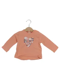 Eat Ants Mädchen Langarmshirt Gr. 68 Herz Motiv Baumwolle Casual Orange 1