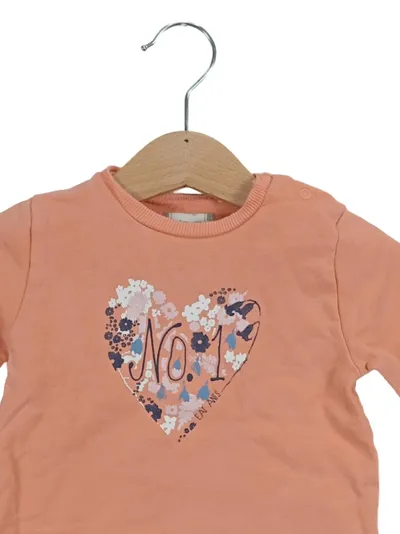 Eat Ants Mädchen Langarmshirt Gr. 68 Herz Motiv Baumwolle Casual Orange
