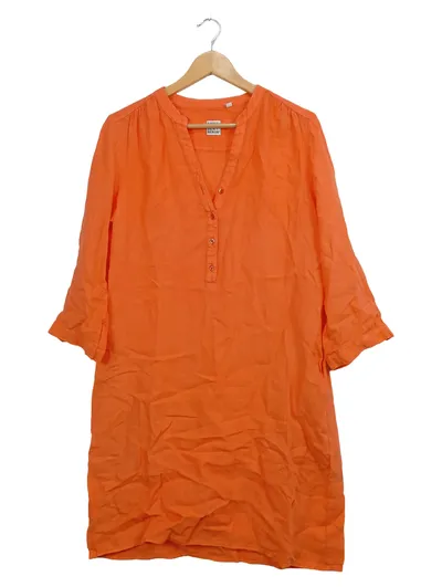 Emily van den Bergh Sommerkleid Damen Gr. 38 M Leinen Orange Casual
