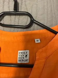 Emily van den Bergh Sommerkleid Damen Gr. 38 M Leinen Orange Casual 2