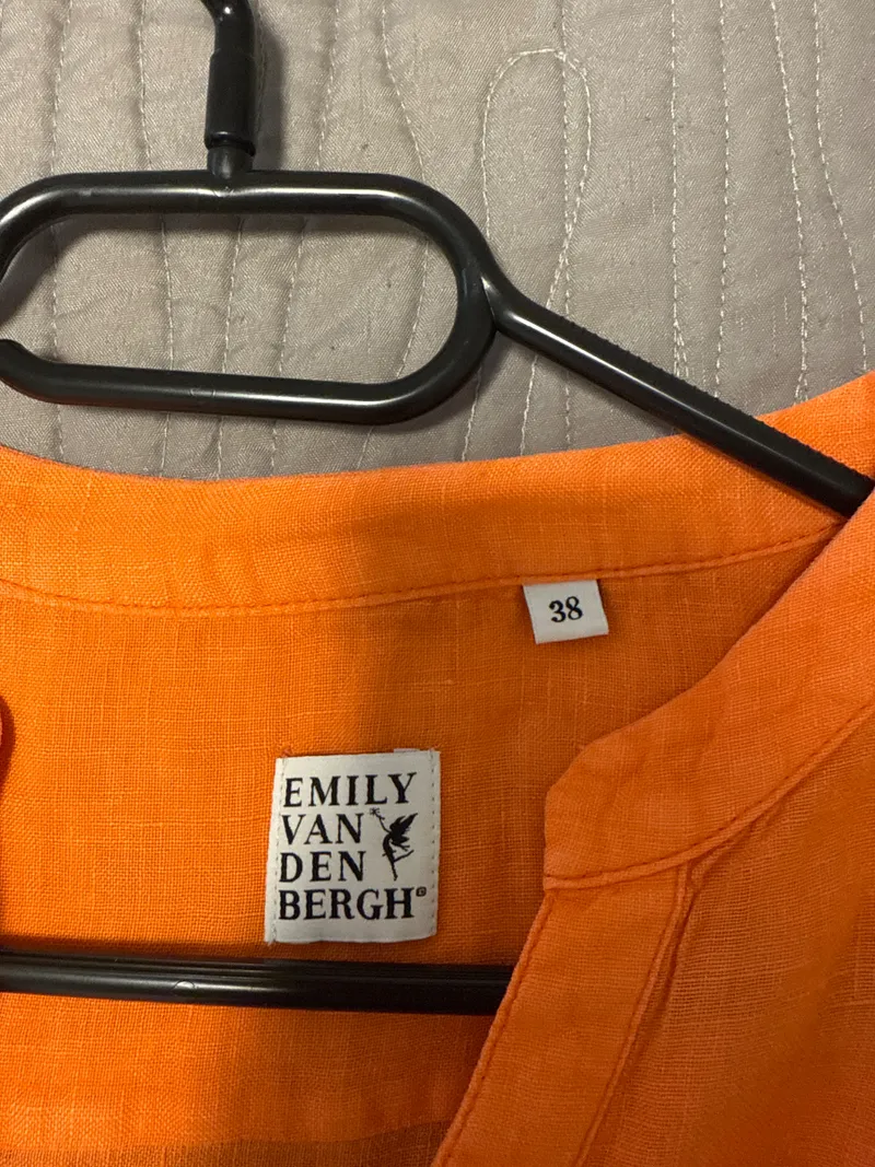 Emily van den Bergh Sommerkleid Damen Gr. 38 M Leinen Orange Casual 2