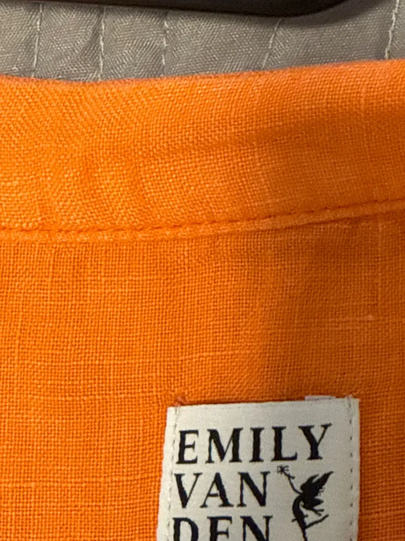 Emily van den Bergh Sommerkleid Damen Gr. 38 M Leinen Orange Casual 3
