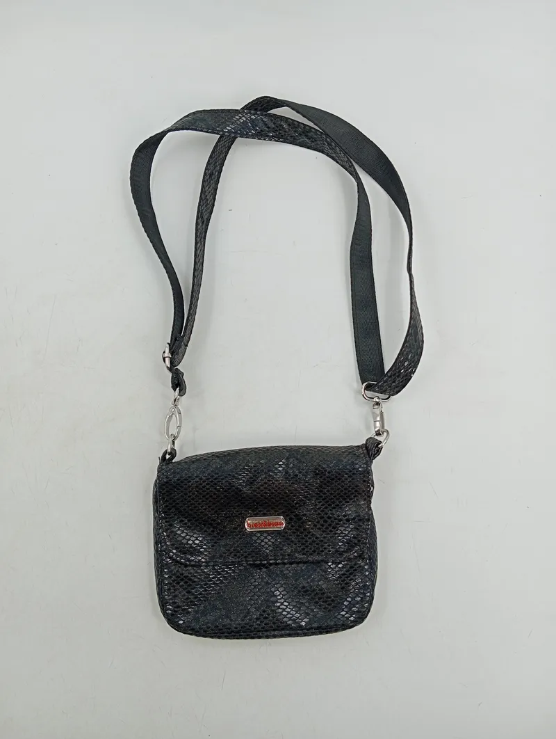 brasi&brasi Kleine schwarze Umhängetasche Schlangenmuster Damen 2