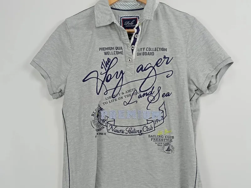 Emily van den Bergh Damen Poloshirt Gr. 38/M Grau Casual Sportlich Maritim 3