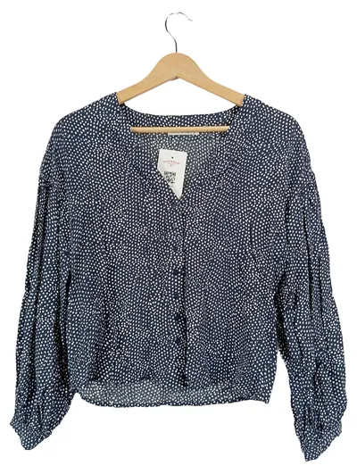 mint&berry Damen Bluse Punkte Navy Weiß Gr. 32 XXS Langarm Viskose