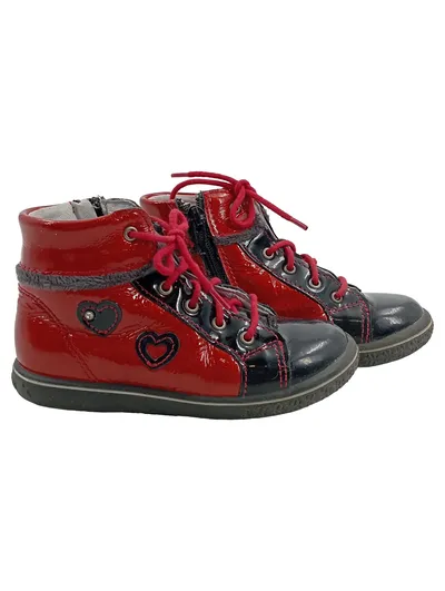 RICOSTA Kinder Stiefel Mädchen Jungen Lack Rot Gr. 26 Reißverschluss Herzen