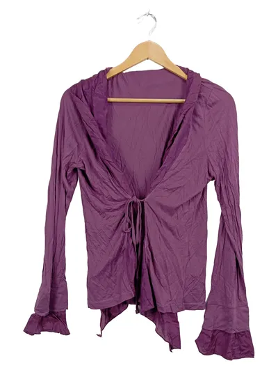 Street One Damen Bluse Wickeloptik Gr. 42/XL Lila Volantärmel