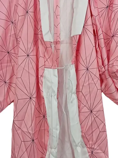 Miccostumes Damen Kimono Morgenmantel Pink Gr. S Polyester Grafisch