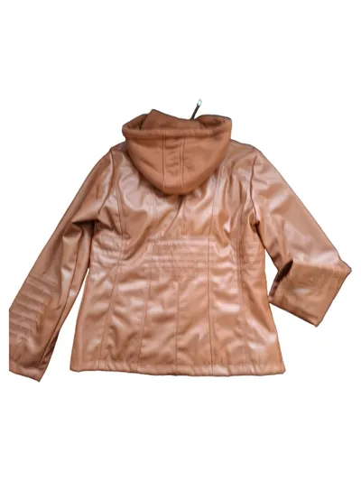 Newbestyle Damen Kunstlederjacke mit Kapuze Braun Gr. 40/L Modern