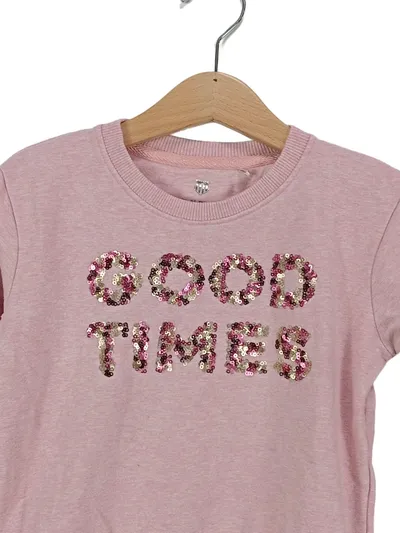 Basefield Mädchen Pullover Good Times Pailletten Rosa Gr. 92-98
