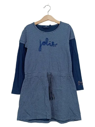 BASEFIELD Mädchen Kleid Gr. 128/134 Langarm Gestreift Blau Jolie