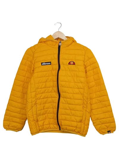Ellesse Steppjacke Kinder Kapuze Logo Print Gelb Gr. 152 Outdoor Freizeit