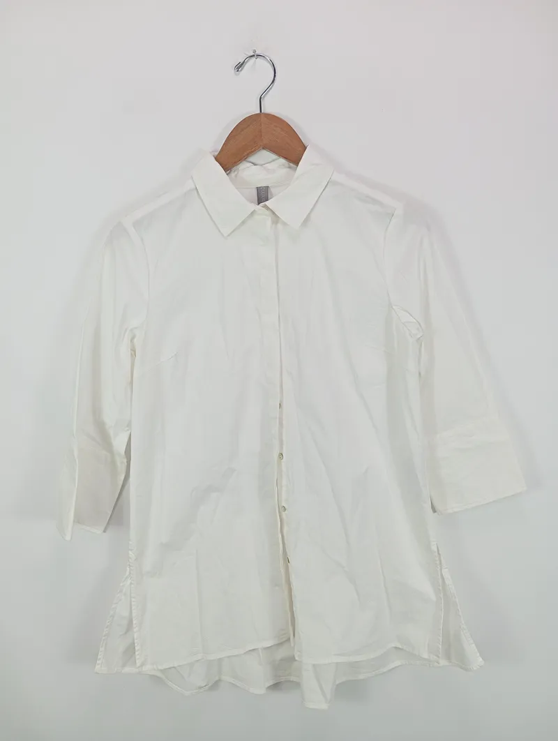 CULTURE Damen Hemdbluse Gr. 36/S Weiß Casual Baumwolle Elasthan 2