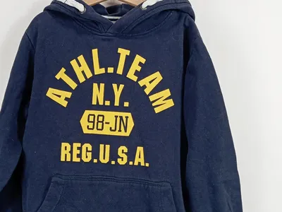 Jonas Nielsen Kinder Kapuzenpullover Blau Sportlich Gr. 140 Athl. Team N.Y.