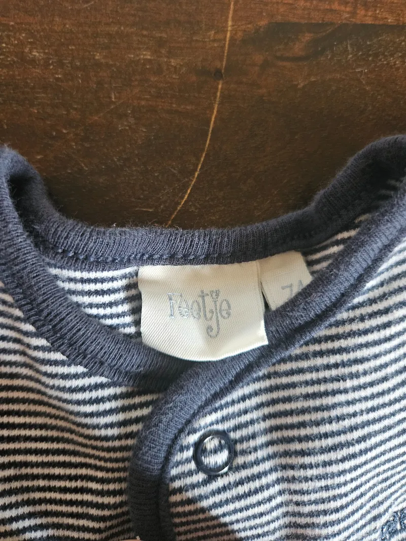 Feetje Baby Strampler Jungen Schlafanzug Gr. 74 Blau Gestreift Baumwolle 5