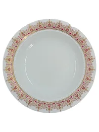 Eschenbach Bavaria Porzellan Suppenteller Weiß Gold Rot Ornamente 22 cm 1