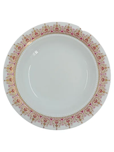 Eschenbach Bavaria Porzellan Suppenteller Weiß Gold Rot Ornamente 22 cm