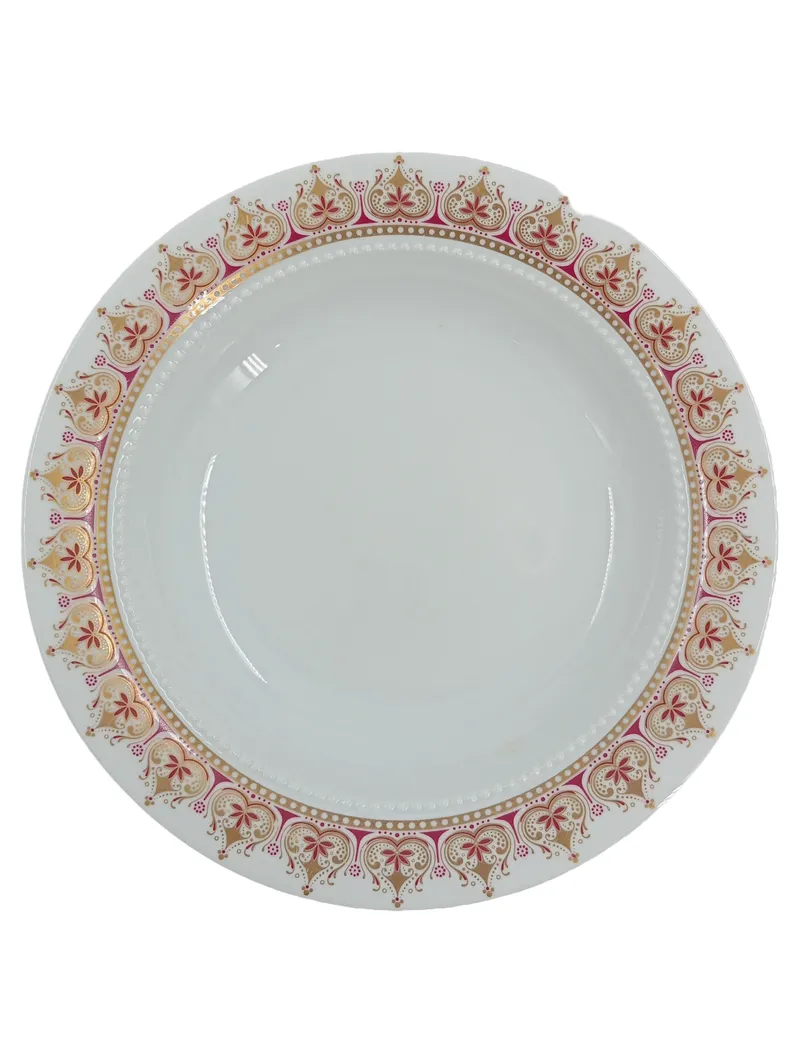 Eschenbach Bavaria Porzellan Suppenteller Weiß Gold Rot Ornamente 22 cm 1