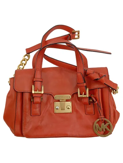 Michael Kors Damen Henkeltasche Leder Orange Elegant Business Tasche