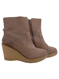 Bullboxer Damen Stiefeletten Keilabsatz Beige Gr. 40 Casual 1