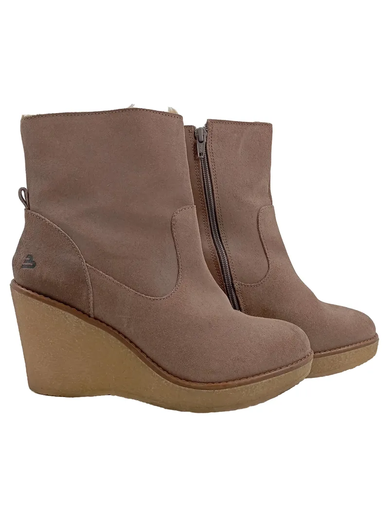 Bullboxer Damen Stiefeletten Keilabsatz Beige Gr. 40 Casual 1