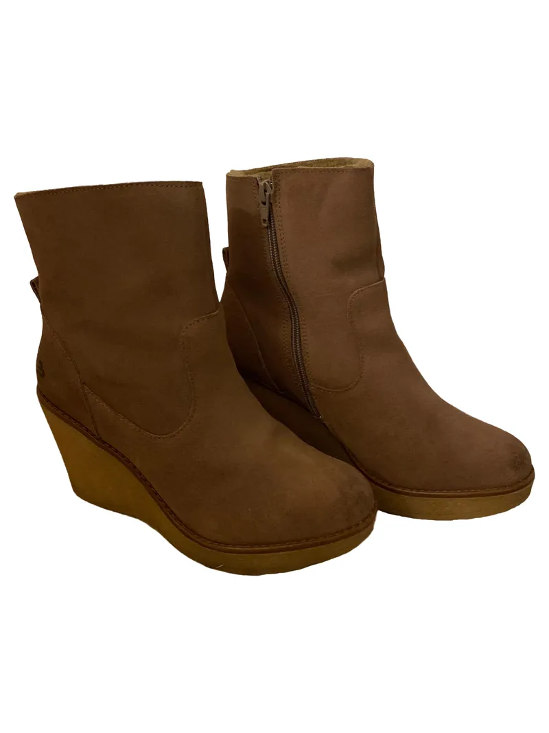 Bullboxer Damen Stiefeletten Keilabsatz Beige Gr. 40 Casual 2