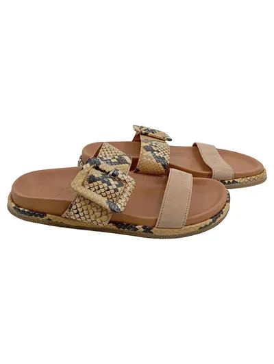 Alpe Damen Sandalen Gr. 38 Beige Modisch Tierdruck Schnallen