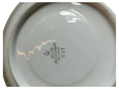 Tirschenreuth Tasse & Untertasse Porzellan Elegant Weiß Strukturmuster Metallic