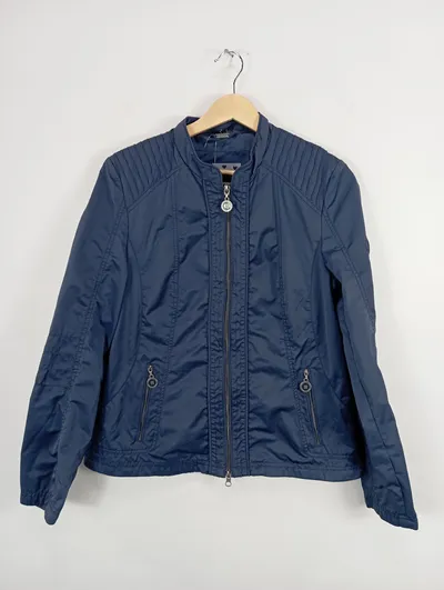 Barbara Lebek Damen Leichte Jacke Gr. 38 Blau Casual Übergangsjacke