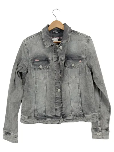 BLUE FIRE CO Jeansjacke Damen Gr. 40 Grau Casual Denim Jacke