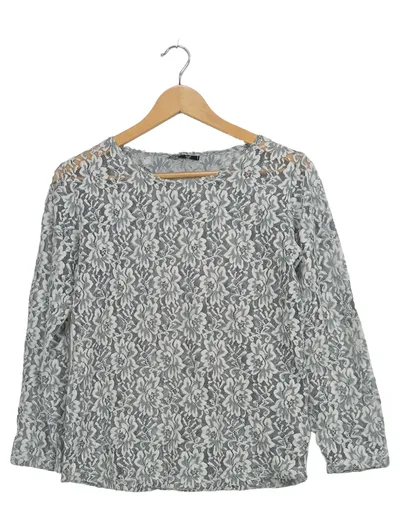 Deichgraf Damen Langarmshirt Spitze Grau Gr. 38/M Feminin Blumenmuster