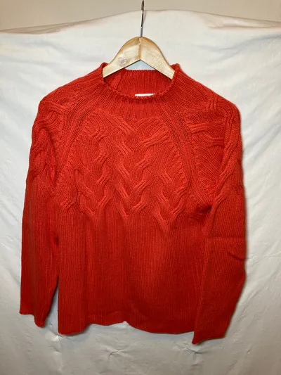 MONA Damen Pullover Zopfmuster Orange Gr. 42/XL Strickpullover Casual