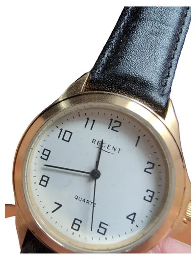 REGENT Damenuhr Klassisch Lederarmband Gold Business Analog