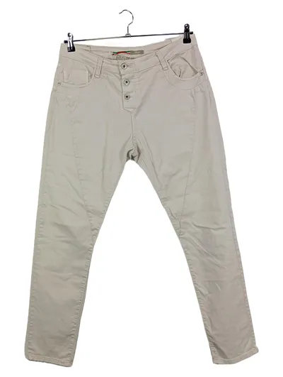 Please Damen Stoffhose Beige Uni Casual Gr. W29 L31 100% Baumwolle