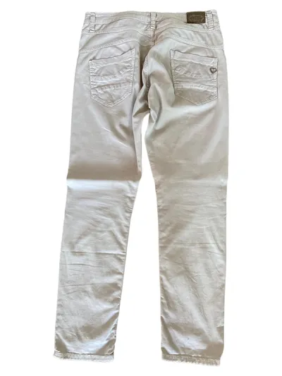 Please Damen Stoffhose Beige Uni Casual Gr. W29 L31 100% Baumwolle