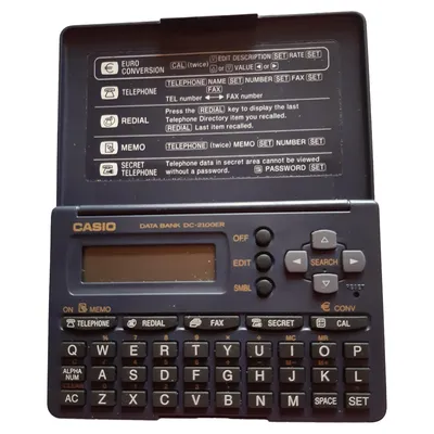 Casio DC-2100ER Kartenlesegerät Organizer Data Bank Taschenrechner Blau