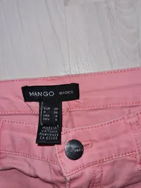 MANGO Basics Stoffhose Damen Gr. 38 Rosa Baumwolle Sommerhose 3
