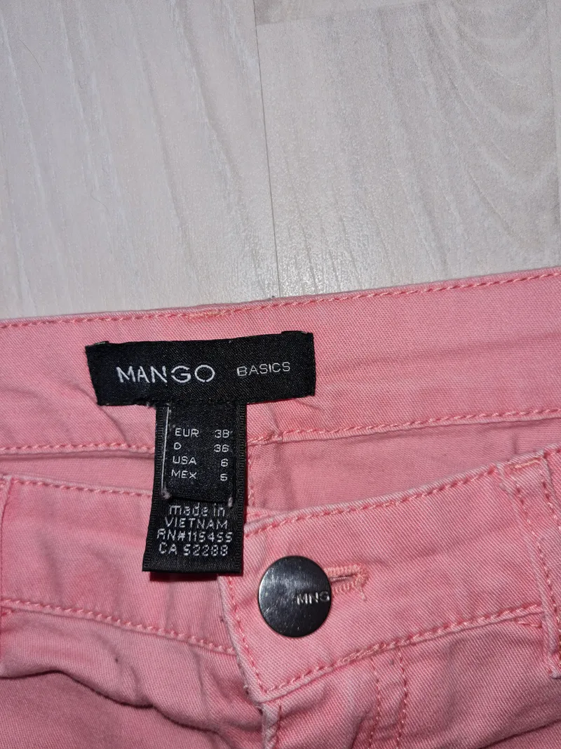 MANGO Basics Stoffhose Damen Gr. 38 Rosa Baumwolle Sommerhose 3