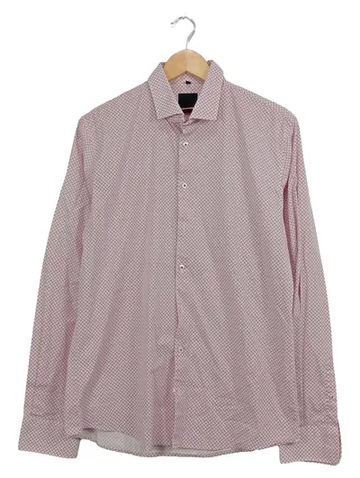ALDO CONTI Herren Business Hemd Rosa Geometrisch Langarm Gr. 50 L