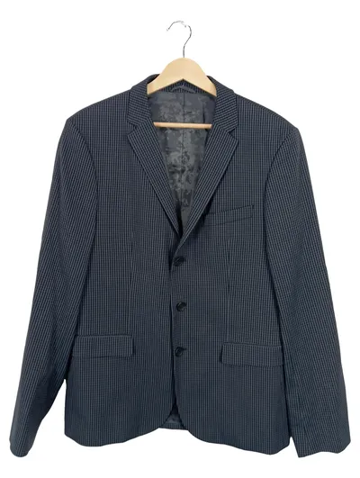 HUGO Sakko Herren Gr. 48 Grau Business Gestreift Eleganter Blazer