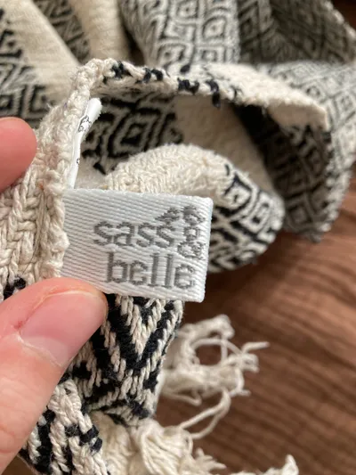 Sass & Belle Wohndecke Baumwolle Mehrfarbig Grafisch Fransen 105x140cm