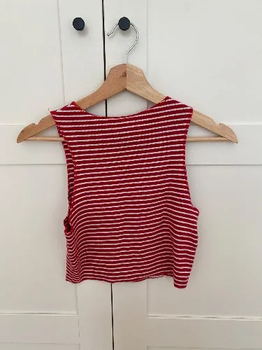 ZARA TRAFALUC Damen Tanktop Gestreift Rot Gr. M Casual