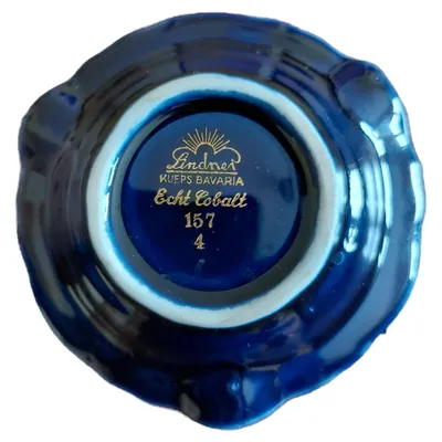 Lindner Berlin Wappen Bär Aschenbecher Vintage Porzellan Blau Metallic
