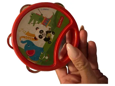 Fisher-Price Baby Rassel Tamburin Musikspielzeug Rot Farbenfroh ab 6 Monate